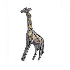 🆕Liz Claiborne NWT/ in‎ box giraffe pin-silver and gold tone-two tone brooch